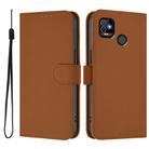 For Tecno Pop 5 Skin Feel Solid Color Leather Phone Case with Lanyard(Brown) - 2