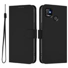 For Tecno Pop 5 Skin Feel Solid Color Leather Phone Case with Lanyard(Black) - 2