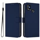 For Tecno Pop 5 Skin Feel Solid Color Leather Phone Case with Lanyard(Navy Blue) - 2