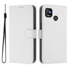 For Tecno Pop 5 Skin Feel Solid Color Leather Phone Case with Lanyard(White) - 2