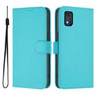 For Tecno Pop 6C Skin Feel Solid Color Leather Phone Case with Lanyard(Lake Blue) - 2