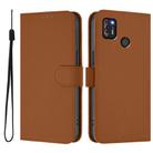 For Tecno Pop 4 Pro Skin Feel Solid Color Leather Phone Case with Lanyard(Brown) - 2