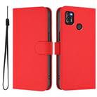 For Tecno Pop 4 Pro Skin Feel Solid Color Leather Phone Case with Lanyard(Red) - 2