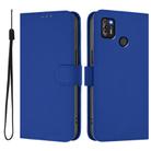 For Tecno Pop 4 Pro Skin Feel Solid Color Leather Phone Case with Lanyard(Dark Blue) - 2