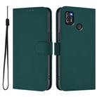 For Tecno Pop 4 Pro Skin Feel Solid Color Leather Phone Case with Lanyard(Dark Green) - 2