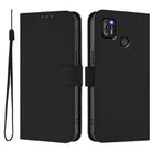For Tecno Pop 4 Pro Skin Feel Solid Color Leather Phone Case with Lanyard(Black) - 2