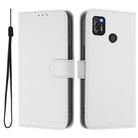 For Tecno Pop 4 Pro Skin Feel Solid Color Leather Phone Case with Lanyard(White) - 2