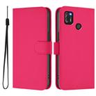 For Tecno Pop 4 Pro Skin Feel Solid Color Leather Phone Case with Lanyard(Rose Red) - 2