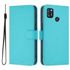 For Tecno Pop 4 Pro Skin Feel Solid Color Leather Phone Case with Lanyard(Lake Blue) - 2