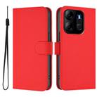 For Tecno Pop 7 / 7 Pro Skin Feel Solid Color Leather Phone Case with Lanyard(Red) - 2