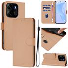 For Tecno Pop 7 / 7 Pro Skin Feel Solid Color Leather Phone Case with Lanyard(Nude) - 1