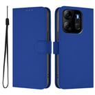 For Tecno Pop 7 / 7 Pro Skin Feel Solid Color Leather Phone Case with Lanyard(Dark Blue) - 2