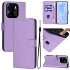 For Tecno Pop 7 / 7 Pro Skin Feel Solid Color Leather Phone Case with Lanyard(Lavender Purple) - 1