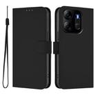 For Tecno Pop 7 / 7 Pro Skin Feel Solid Color Leather Phone Case with Lanyard(Black) - 2