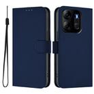 For Tecno Pop 7 / 7 Pro Skin Feel Solid Color Leather Phone Case with Lanyard(Navy Blue) - 2