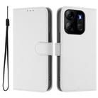 For Tecno Pop 7 / 7 Pro Skin Feel Solid Color Leather Phone Case with Lanyard(White) - 2
