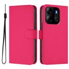 For Tecno Pop 7 / 7 Pro Skin Feel Solid Color Leather Phone Case with Lanyard(Rose Red) - 2