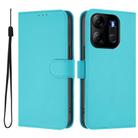 For Tecno Pop 7 / 7 Pro Skin Feel Solid Color Leather Phone Case with Lanyard(Lake Blue) - 2