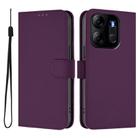 For Tecno Pop 7 / 7 Pro Skin Feel Solid Color Leather Phone Case with Lanyard(Violet) - 2