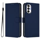 For Tecno Pova 3 Skin Feel Solid Color Leather Phone Case with Lanyard(Navy Blue) - 2