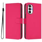 For Tecno Pova 3 Skin Feel Solid Color Leather Phone Case with Lanyard(Rose Red) - 2