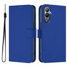For Tecno Pova 4 Skin Feel Solid Color Leather Phone Case with Lanyard(Dark Blue) - 2