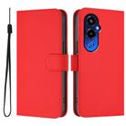 For Tecno Pova 4 Pro Skin Feel Solid Color Leather Phone Case with Lanyard(Red) - 2