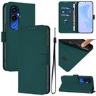 For Tecno Pova 4 Pro Skin Feel Solid Color Leather Phone Case with Lanyard(Dark Green) - 1