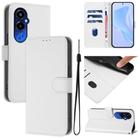 For Tecno Pova 4 Pro Skin Feel Solid Color Leather Phone Case with Lanyard(White) - 1