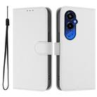For Tecno Pova 4 Pro Skin Feel Solid Color Leather Phone Case with Lanyard(White) - 2