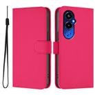 For Tecno Pova 4 Pro Skin Feel Solid Color Leather Phone Case with Lanyard(Rose Red) - 2