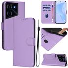 For Tecno Pova 5 Skin Feel Solid Color Leather Phone Case with Lanyard(Lavender Purple) - 1
