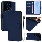For Tecno Pova 5 Skin Feel Solid Color Leather Phone Case with Lanyard(Navy Blue) - 1