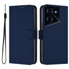 For Tecno Pova 5 Skin Feel Solid Color Leather Phone Case with Lanyard(Navy Blue) - 2
