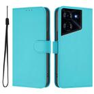 For Tecno Pova 5 Skin Feel Solid Color Leather Phone Case with Lanyard(Lake Blue) - 2