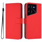 For Tecno Pova 5 Pro 5G Skin Feel Solid Color Leather Phone Case with Lanyard(Red) - 2