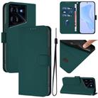 For Tecno Pova 5 Pro 5G Skin Feel Solid Color Leather Phone Case with Lanyard(Dark Green) - 1