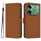 For Tecno Pova 6 4G Skin Feel Solid Color Leather Phone Case with Lanyard(Brown) - 2