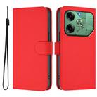 For Tecno Pova 6 4G Skin Feel Solid Color Leather Phone Case with Lanyard(Red) - 2