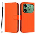 For Tecno Pova 6 4G Skin Feel Solid Color Leather Phone Case with Lanyard(Orange) - 2