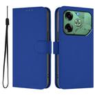 For Tecno Pova 6 4G Skin Feel Solid Color Leather Phone Case with Lanyard(Dark Blue) - 2