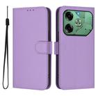 For Tecno Pova 6 4G Skin Feel Solid Color Leather Phone Case with Lanyard(Lavender Purple) - 2