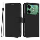 For Tecno Pova 6 4G Skin Feel Solid Color Leather Phone Case with Lanyard(Black) - 2