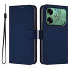 For Tecno Pova 6 4G Skin Feel Solid Color Leather Phone Case with Lanyard(Navy Blue) - 2