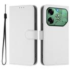 For Tecno Pova 6 4G Skin Feel Solid Color Leather Phone Case with Lanyard(White) - 2