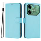 For Tecno Pova 6 4G Skin Feel Solid Color Leather Phone Case with Lanyard(Sky Blue) - 2