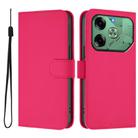 For Tecno Pova 6 4G Skin Feel Solid Color Leather Phone Case with Lanyard(Rose Red) - 2