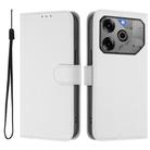 For Tecno Pova 6 5G / 6 Pro 5G Skin Feel Solid Color Leather Phone Case with Lanyard(White) - 2