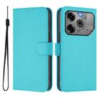 For Tecno Pova 6 5G / 6 Pro 5G Skin Feel Solid Color Leather Phone Case with Lanyard(Lake Blue) - 2