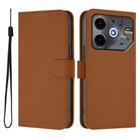 For Tecno Pova 6 Neo Skin Feel Solid Color Leather Phone Case with Lanyard(Brown) - 2